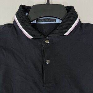 Greyson Polo Shirt Womens Large Colorblock Black Pink White Performance Pima